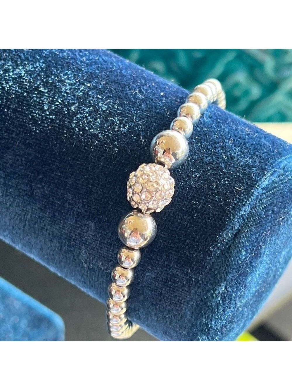 Silver Fireball Stretch Bracelet  Made with Genuine Swarovski Crystals